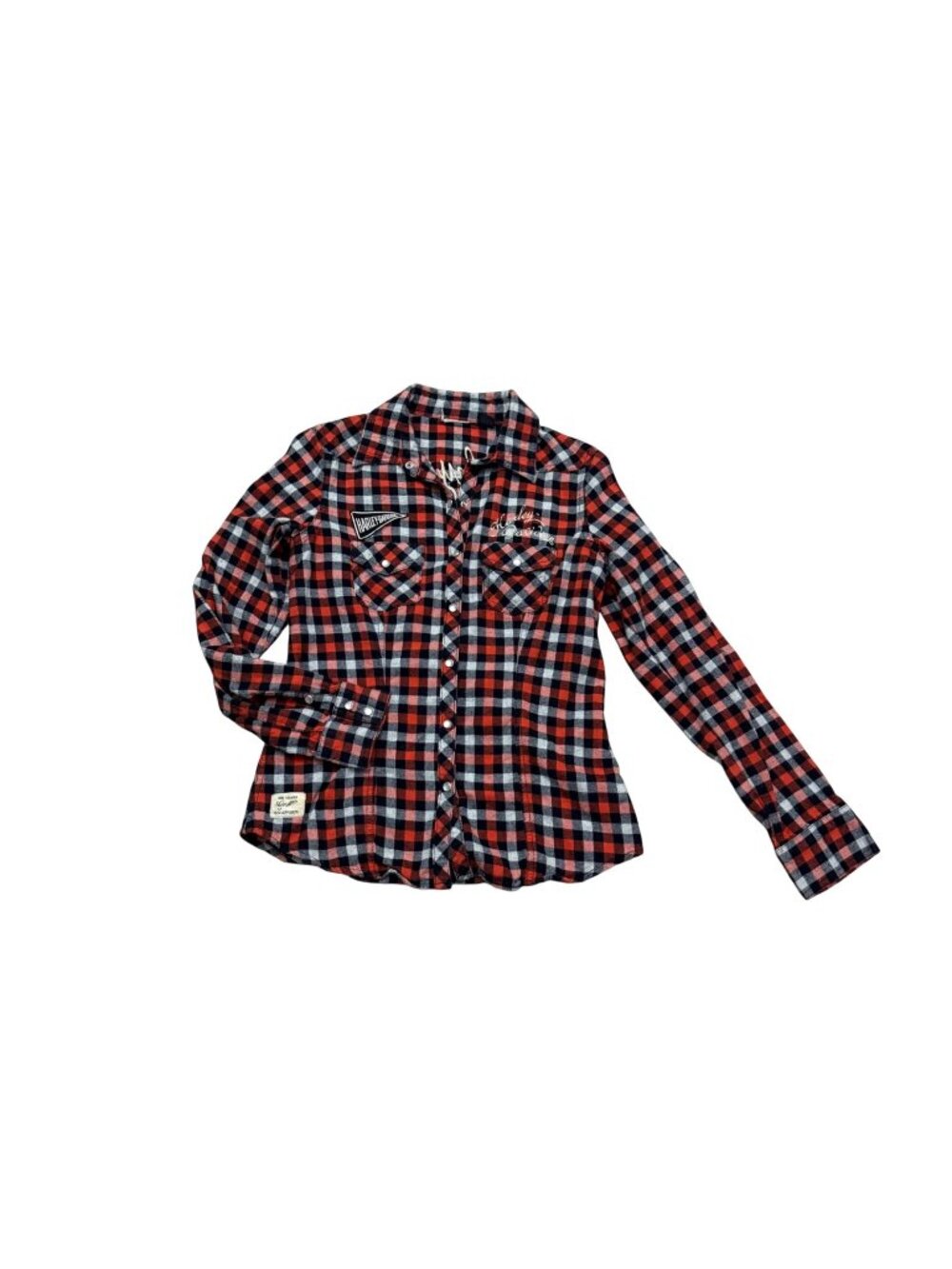 Harley-Davidson Women's Flannel Shirt S Red Black Embroidered Logo Long Sleeve - Picture 2 of 11